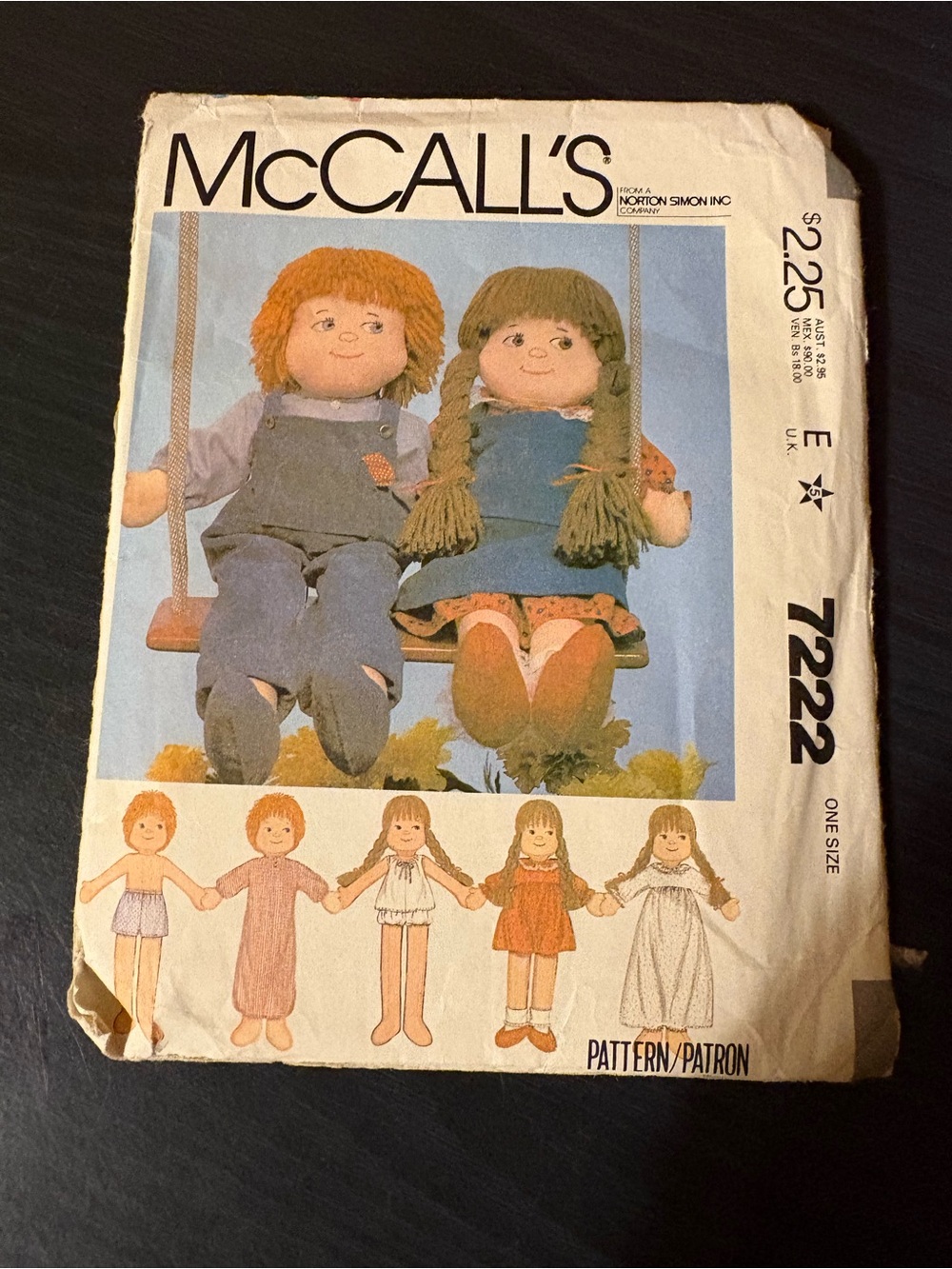 McCALL'S Blue and Green Rag Doll Pattern - Vintage Doll Sewing Kit